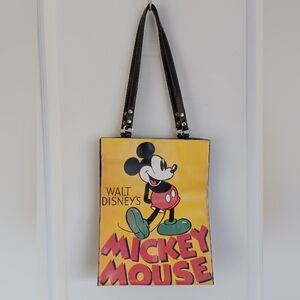 VINTAGE UNUSED WALT DISNEY'S MICKEY MOUSE DOUBLE STRAP VINYL BAG/TOTE 9"x5"x12"